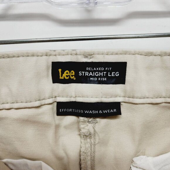 Lee chino pants Womens Relaxed Fit Straight Leg Mid Rise Size 14 Long beige - Picture 2 of 12